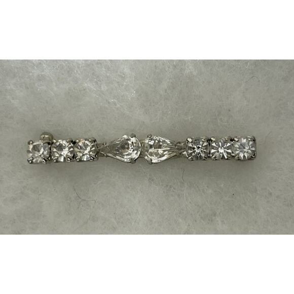 Vintage Silver Tone Crystal Scarf Pin - Picture 1 of 2